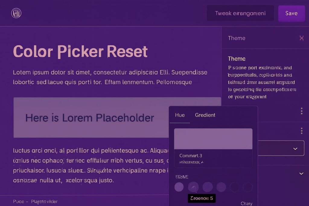 Purple-themed color picker with gradient and hue tabs