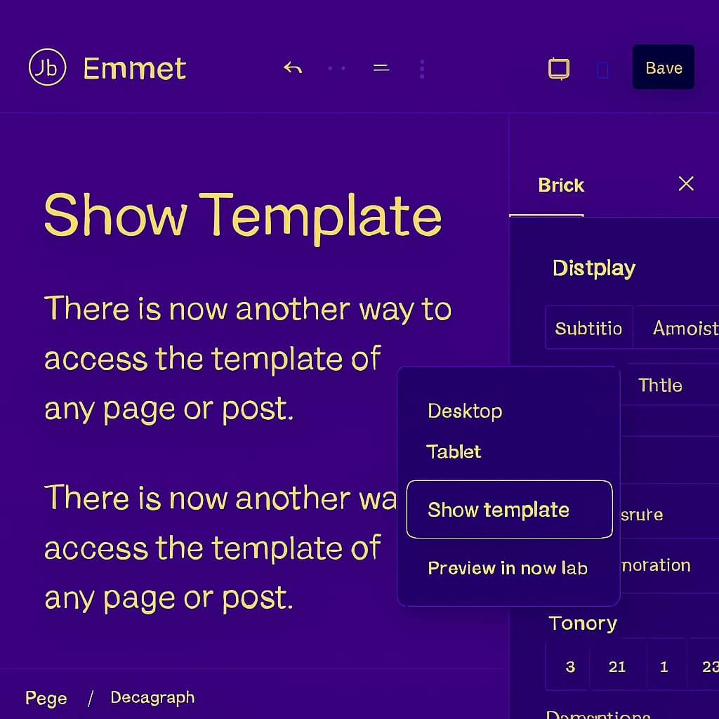 Template preview panel with device options and layout controls