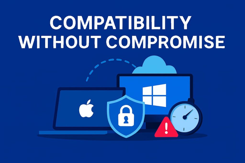 Clipboard with checkmarks laptop with shield