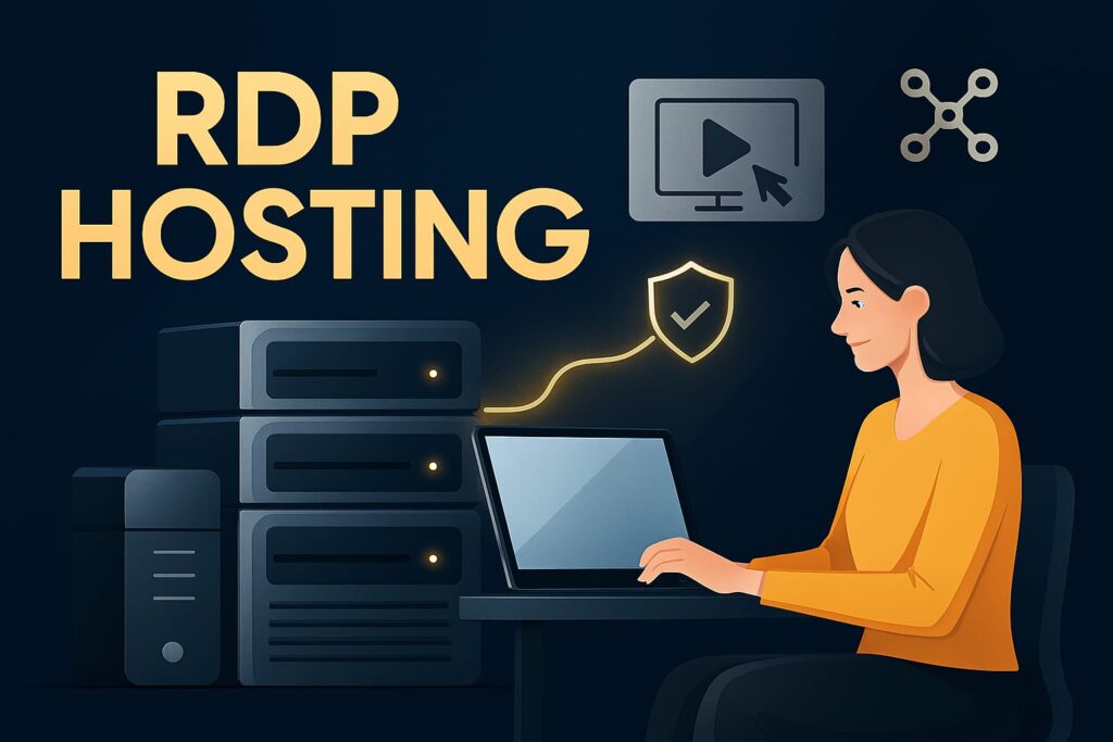 RDP Hosting banner with secure server icons