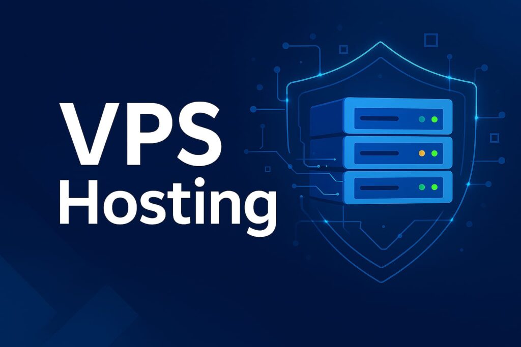 VPS Hosting server with shield and glowing indicators – Benefits of VPS Hosting and How It Can Grow https://hexahosting.com.pk/