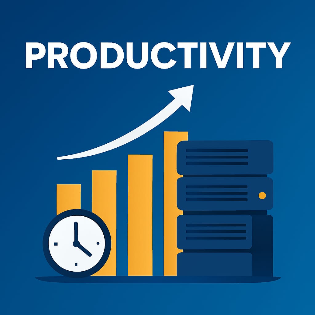 A clean, wide image titled "Habit System" showing a bar graph, clock icon, and server stack. The design reflects structured routines and automated workflows, aligned with business habit-building strategies. 