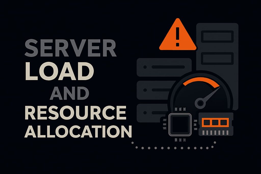 Overloaded server stack with CPU, RAM, and performance gauge 